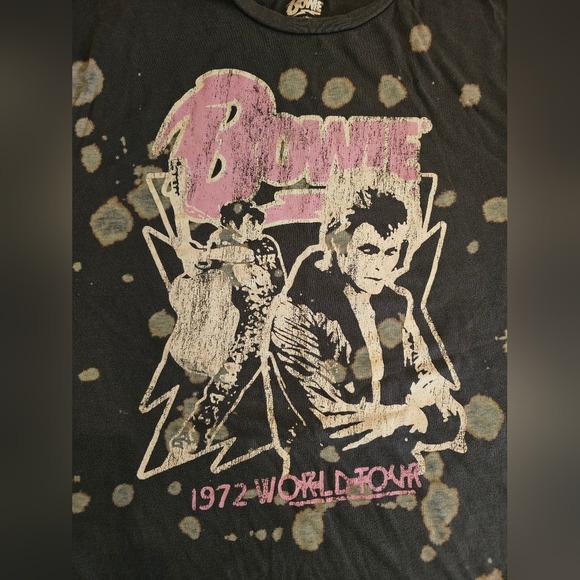 szS David Bowie 1972 World Tour Tee Retro Bleached Distressed Rock & Roll Tshirt - Picture 7 of 8